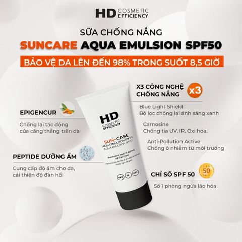 💗 HD Cosmetic Efficiency Sun Care Oil Free Emulsion SPF50 Kem Chống Nắng Kiểm Soát Dầu Nhờn, Mụn, Chống Nước