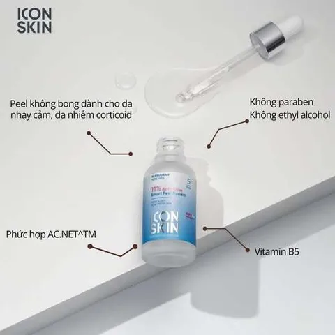 💗 Icon Skin Peel Da Giảm Mụn Chuyên Sâu Anti-Acne Smart Peel System 18% Trắng Sáng Đều Màu Da, Làm Mờ Thâm, Sáng Mịn Da