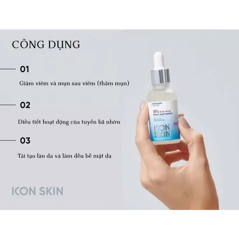 💗 Icon Skin Peel Da Giảm Mụn Chuyên Sâu Anti-Acne Smart Peel System 18% Trắng Sáng Đều Màu Da, Làm Mờ Thâm, Sáng Mịn Da