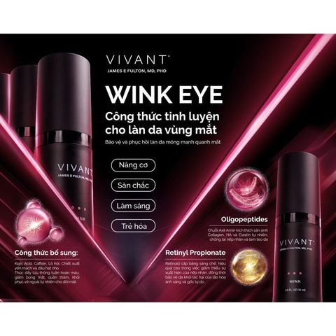 💗 Vivant Kem Dưỡng Mắt Wink Eye REJUVENATION CREAM Trẻ Hóa, Giảm Quầng Thâm, Chống Lão Hóa, Xóa Bọng Mắt, Giảm Nhăn