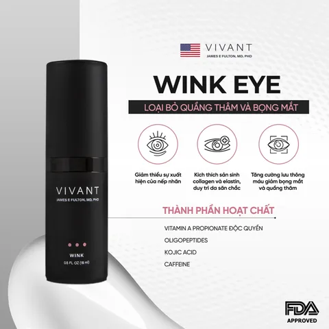 💗 Vivant Kem Dưỡng Mắt Wink Eye REJUVENATION CREAM Trẻ Hóa, Giảm Quầng Thâm, Chống Lão Hóa, Xóa Bọng Mắt, Giảm Nhăn