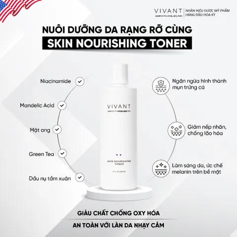 💗 Vivant Skin Nourishing Toner Nước Hoa Hồng Ngừa Mụn, Dưỡng Ẩm, Chống Oxy Hóa, Làm Sáng Da, Dịu Nhẹ Cho Da Nhạy Cảm