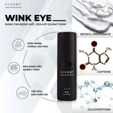💗 Vivant Kem Dưỡng Mắt Wink Eye REJUVENATION CREAM Trẻ Hóa, Giảm Quầng Thâm, Chống Lão Hóa, Xóa Bọng Mắt, Giảm Nhăn