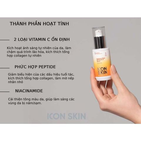 💗 Icon Skin Serum Vitamin C Supreme Glow 3D Tinh Chất Trắng Sáng Da, Chống Oxy Hóa, Tăng Độ Săn Chắc Đàn Hồi