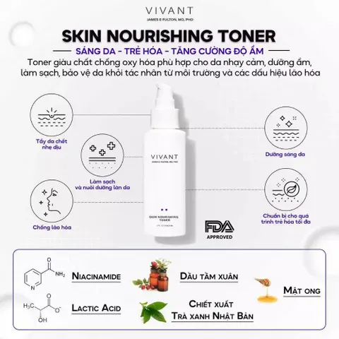 💗 Vivant Skin Nourishing Toner Nước Hoa Hồng Ngừa Mụn, Dưỡng Ẩm, Chống Oxy Hóa, Làm Sáng Da, Dịu Nhẹ Cho Da Nhạy Cảm