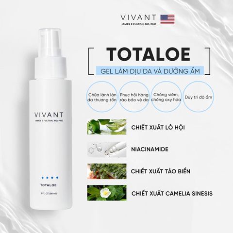 💗 Vivant Totaloe Calming & Hydrating Gel Kem Dưỡng Ẩm Phục Hồi Tái Tạo Làm Dịu Da, Chống Oxy Hóa, Giảm Kích Ứng