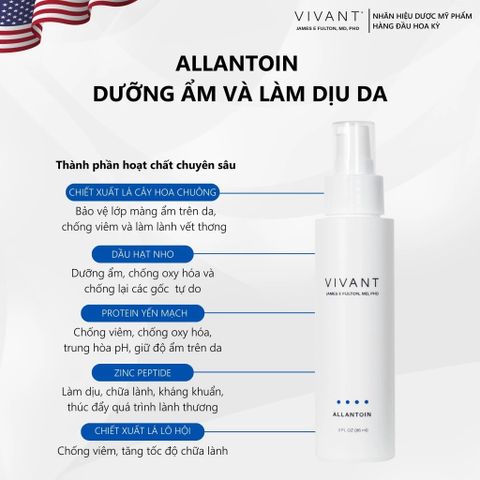 💗 Vivant Kem Dưỡng Ẩm Allantoin Sedating & Hydrating Lotion Phục Hồi Da, Giảm Kích Ứng, Chống Oxy Hóa, Làm Dịu Da