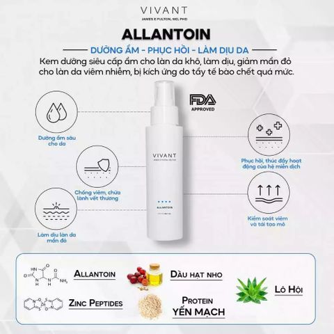 💗 Vivant Kem Dưỡng Ẩm Allantoin Sedating & Hydrating Lotion Phục Hồi Da, Giảm Kích Ứng, Chống Oxy Hóa, Làm Dịu Da