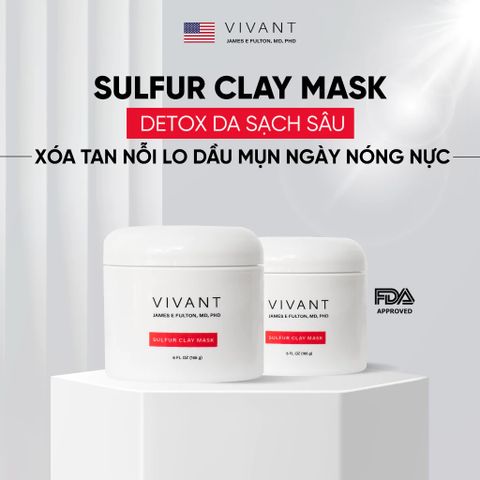 💗 Vivant Mặt Nạ Đất Sét Sulfur Clay Mask Giảm Mụn, Thải Độc Detox Da, Làm Sạch Sâu, Giảm Dầu Nhờn, Tái Tạo Da