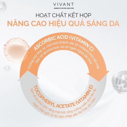 💗 Vivant Serum Pure Vitamin C + E Tinh Chất Huyết Thanh Dưỡng Sáng, Ngăn Lão Hóa, Chống Oxy Hóa, Tăng Sinh Collagen
