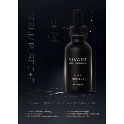 💗 Vivant Serum Pure Vitamin C + E Tinh Chất Huyết Thanh Dưỡng Sáng, Ngăn Lão Hóa, Chống Oxy Hóa, Tăng Sinh Collagen