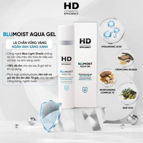 💗 HD Cosmetic Efficiency BluMoist Aqua Gel Dưỡng Ẩm, Chống Ánh Sáng Xanh, Thẩm Thấu Nhanh Cho Da Nhạy Cảm