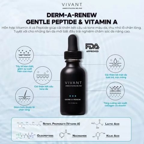💗 Vivant Derm A Renew Serum Niacinamide Tinh Chất Kiềm Dầu Ngừa Mụn, Phục Hồi, Tái Tạo, Làm Sáng Da, Chống Lão Hóa