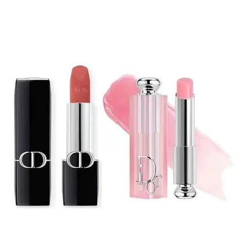 Set Son Dior Chính Hãng Rouge Dior Couture Velvet 772 Classic Rosewood + Addict Lip Glow Balm 001 Hồng Nhạt - Quà Tặng Hoàn Hảo Cho Phụ Nữ 732008