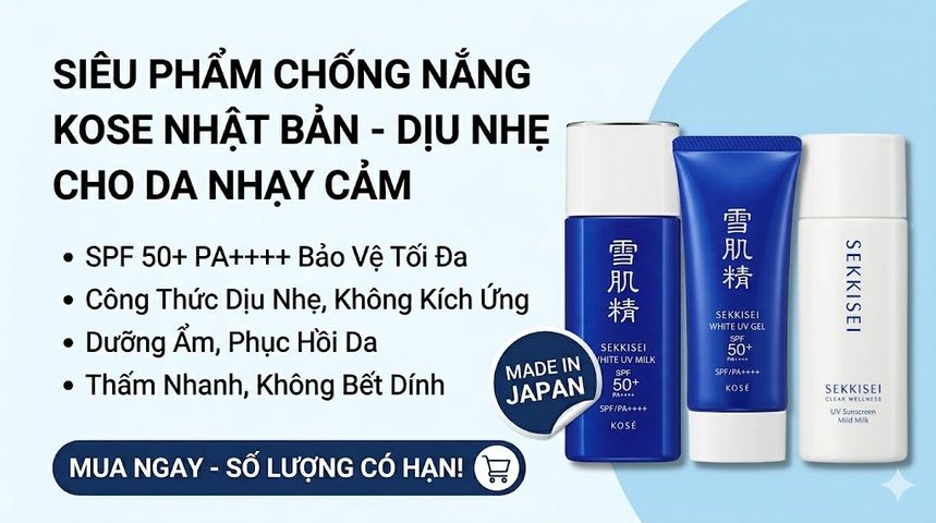 Kem Chống Nắng Kose SPF50+ PA++++ Nhật Bản | Dịu Nhẹ, Bảo Vệ Da