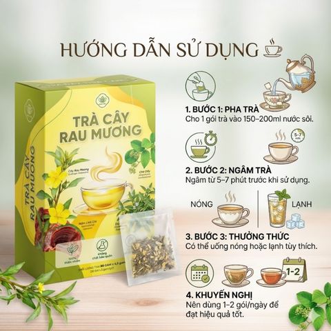 Trà Cây Rau Mương Mộc Tâm, Chè Dây, Dạ Cẩm, Nấm Linh Chi Hỗ Trợ Viêm Loét- Trào Ngược- HP Dạ Dày, Cải Thiện Tiêu Hóa, Hộp 30 Túi Lọc Tiện Lợi.