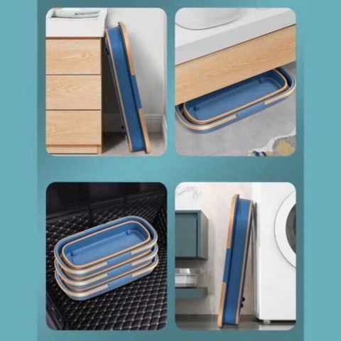 Bộ Cây Lau Kèm Xô Gấp Gọn Silicon Tặng Kèm 2 Bông Lau (TH247)