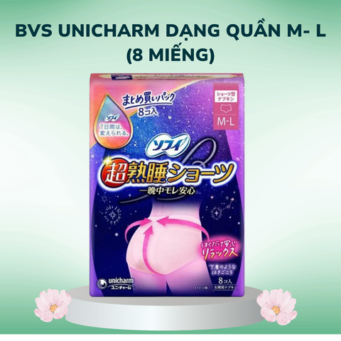 BVS Unicharm dạng quần M- L ( 8 miếng )_Thoải mái khi ngủ