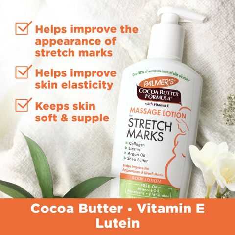 Lotion ngăn ngừa và hỗ trợ làm mờ rạn da cho mẹ bầu Palmer's Cocoa Butter Massage Lotion for Pregnancy Stretch Marks 250ml