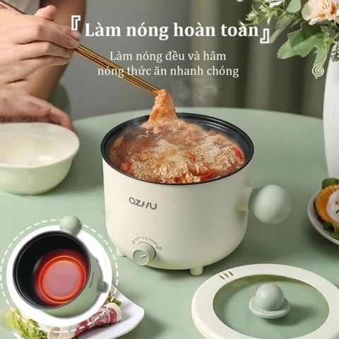 Nồi lẩu điện mini OZHU có lồng hấp cao cấp (TH252)