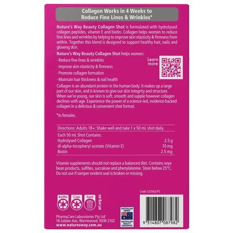 Nature's Way Beauty Collagen Shots - Giúp da sáng mịn căng tràn sức sống