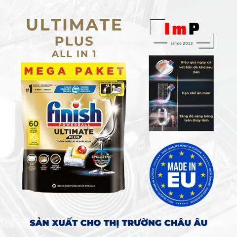 Viên rửa bát FINISH QUANTUM -ULTIMATE PLUS All In One hoàn toàn mới - Mẫu mới  - ImP