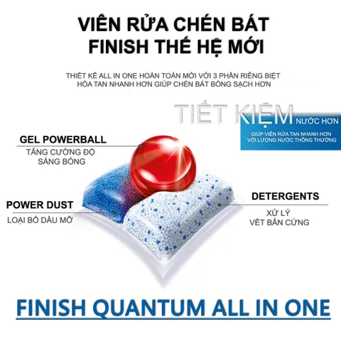 Viên rửa chén bát FINISH ALL IN ONE - FINISH QUANTUM - ULTIMATE Plus - All in One  - ImP