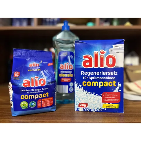 Combo Bột rửa + Muối làm mềm + Nước làm bóng ALIO (POWER FORCE) dành cho máy rửa chén bát - ImP