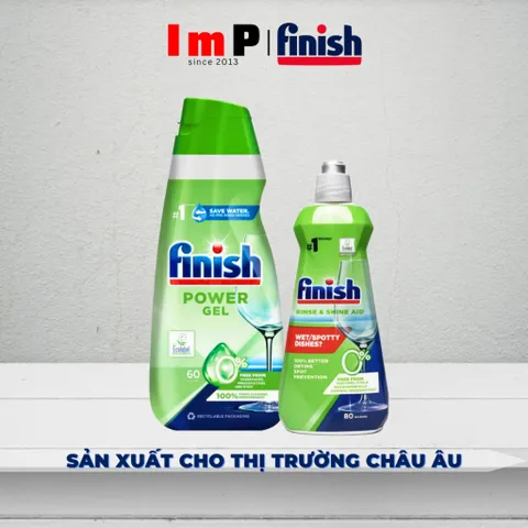 Combo Gel rửa bát Finish Eco 0% và nước làm bóng Finish Eco 0% (Bộ Gel rửa bát hữu cơ)  - ImP