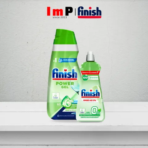 Combo Gel rửa bát Finish Eco 0% và nước làm bóng Finish Eco 0% (Bộ Gel rửa bát hữu cơ)  - ImP