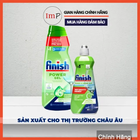 Combo Gel rửa bát Finish Eco 0% và nước làm bóng Finish Eco 0% (Bộ Gel rửa bát hữu cơ)  - ImP