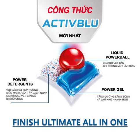 Viên rửa bát Finish Quantum Ultimate Plus All in One - 14+ tính năng trong một viên rửa chén bát - ImP