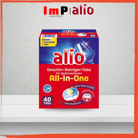 [TRỢ GIÁ THƯƠNG HIỆU] Viên rửa bát Alio All in one 40 viên - Hàng nội địa Đức - Nhẹ mùi - ImP