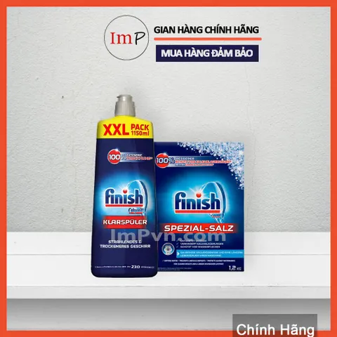 Combo Gel rửa bát Finish Classic 1500ml, Muối 1.2kg, Nước làm bóng 1150ml (hoặc 750ml)  - ImP