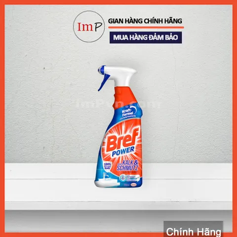 Vệ sinh tẩy cặn Canxi trên Inox, vách kính, sen vòi BREF Power Kalk & Schmutz chai 750ml (nhập khẩu Đức)  - ImP