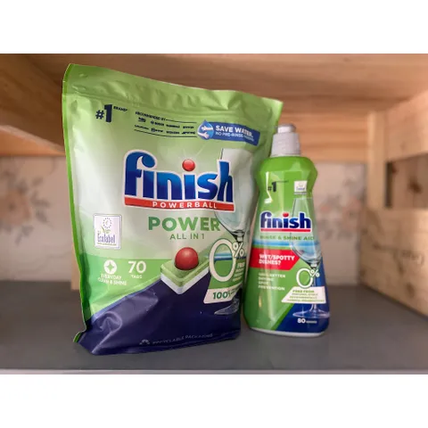 Combo Viên rửa bát Finish Eco 0%, nước làm bóng Finish Eco 0% và muối rửa bát Finish (Bộ viên rửa bát hữu cơ)