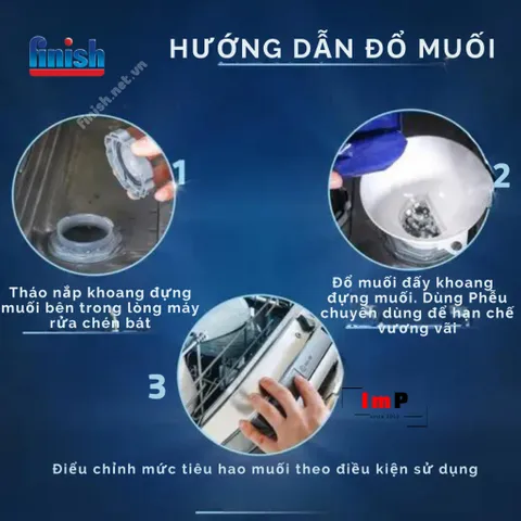 [Freeship] Muối rửa bát làm mềm nước Finish 1.2 kg - 1.5kg dành cho máy rửa chén bát  - ImP