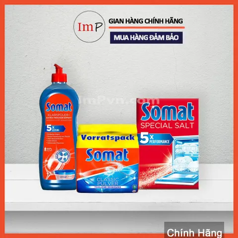 Combo Bột rửa bát Somat 1.2kg, muối 1.2kg, nước làm bóng 750ml  - ImP