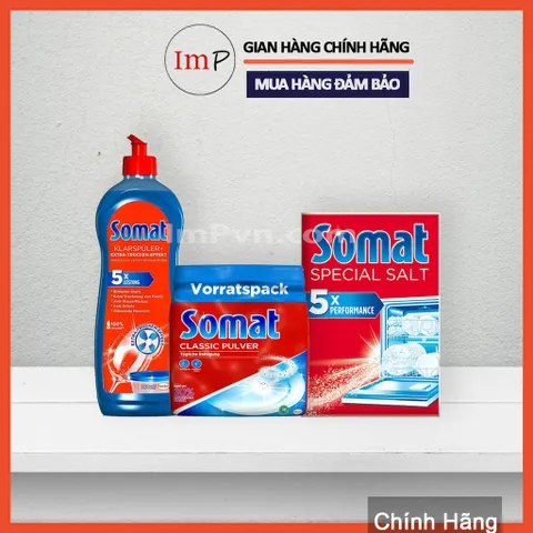 Combo Bột rửa bát Somat 1.2kg, muối 1.2kg, nước làm bóng 750ml  - ImP