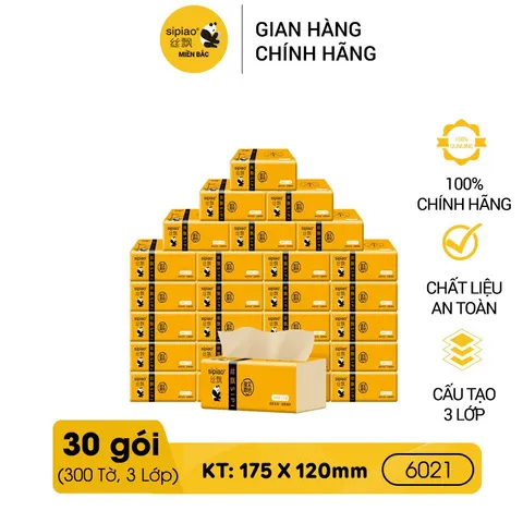 Giấy Sipao mã 6021 chất lượng cao chiết xuất từ bột trúc- không chất tẩy trắng - Gói 300 tờ  - ImP