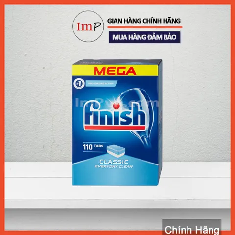 Combo viên rửa bát Finish Hộp Classic 110 viên, Muối 1.5kg, Nước làm bóng 400ml  - ImP