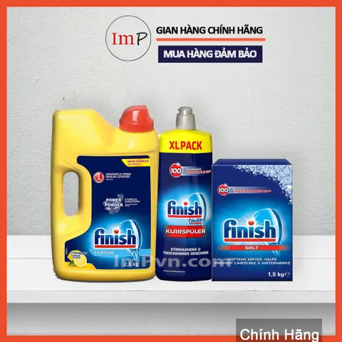 Combo rửa bát Finish Bột 2.5kg, Muối 1.5kg, Nước làm bóng 750ml  - ImP