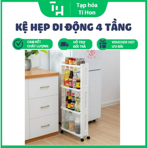 Kệ Hẹp Di Động 4 Tầng Có Bánh Xe Di Chuyển (TH261)