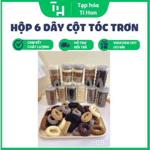 Hộp 6 dây cột tóc trơn (Màu ngẫu nhiên) (TH270)