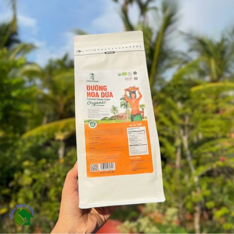 Đường hoa dừa hữu cơ Sokfarm 1kg - Organic Coconut Flower Sugar - hàng Việt.