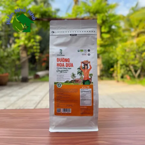 Đường hoa dừa hữu cơ Sokfarm 1kg - Organic Coconut Flower Sugar - hàng Việt.