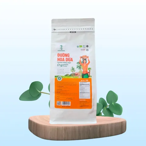Đường hoa dừa hữu cơ Sokfarm 1kg - Organic Coconut Flower Sugar - hàng Việt.