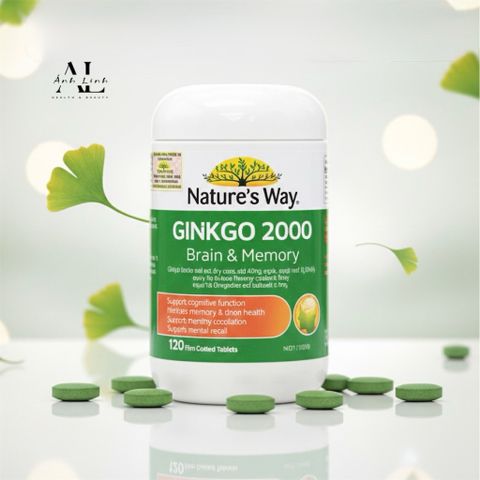 Viên uống hỗ trợ tăng cường trí nhớ Nature’s Way Ginkgo 2000 Brain & Memory 120 viên.