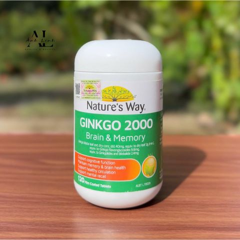 Viên uống hỗ trợ tăng cường trí nhớ Nature’s Way Ginkgo 2000 Brain & Memory 120 viên.