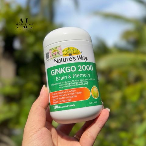 Viên uống hỗ trợ tăng cường trí nhớ Nature’s Way Ginkgo 2000 Brain & Memory 120 viên.